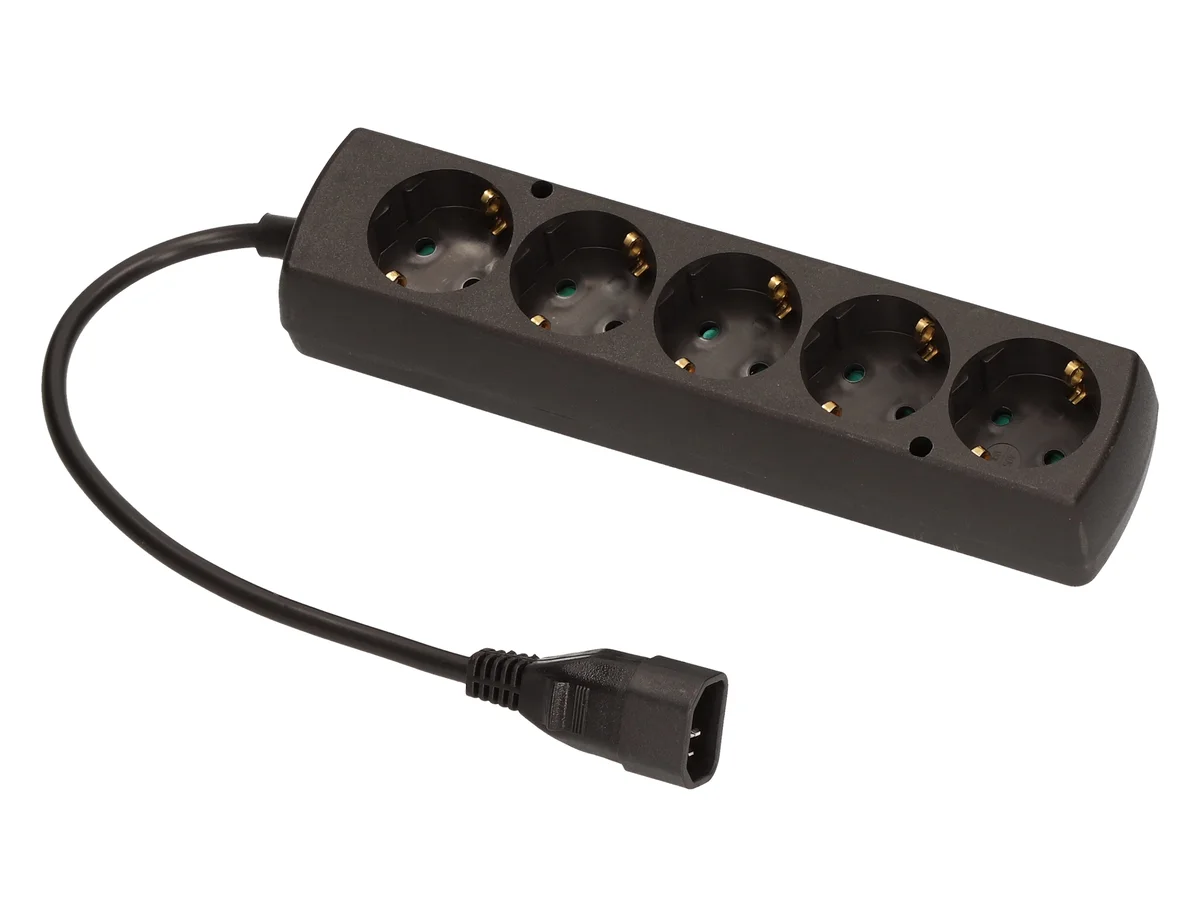 Adapter z wtykiem IEC C14 męskim przewód 3x1mm2 H05VV-F z gniazdem 5 krotnym GN-570S